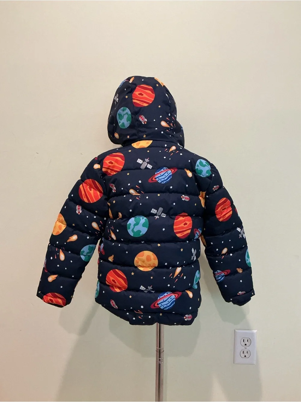 Gymboree Navy Space Planet Puffer Jacket with Colorful Planets